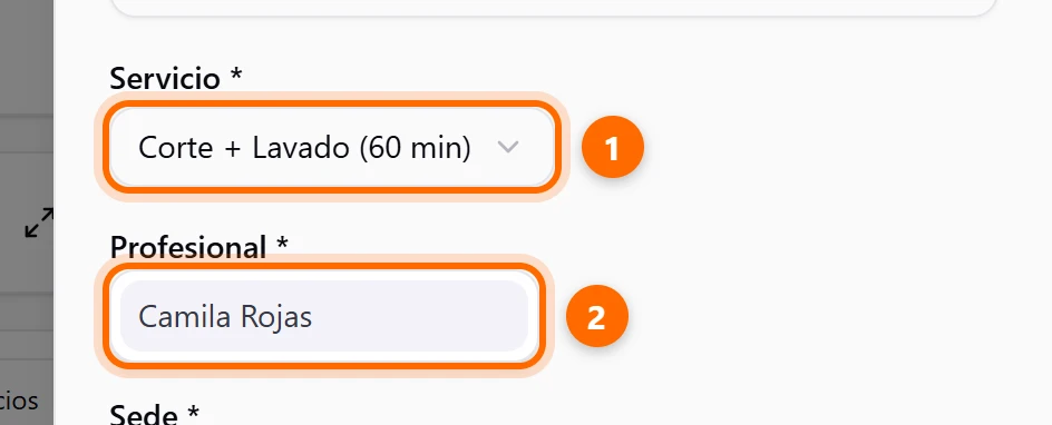 Lista de profesionales filtrada por el servicio elegido