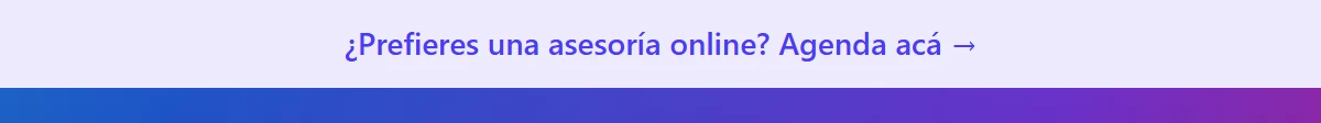 Franja arriba de la página principal con el texto ¿Prefieres una asesoría online? Agenda acá